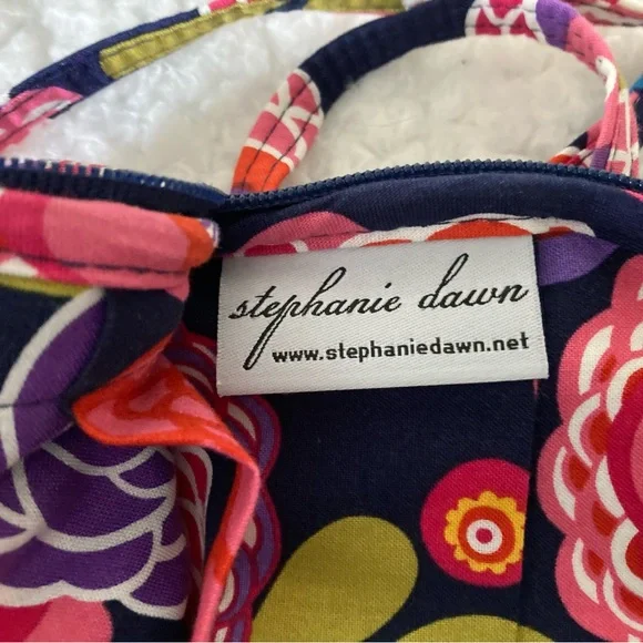 Stephanie Dawn small floral crossbody bag/purse, navy with colorful flowers - Picture 5 of 8